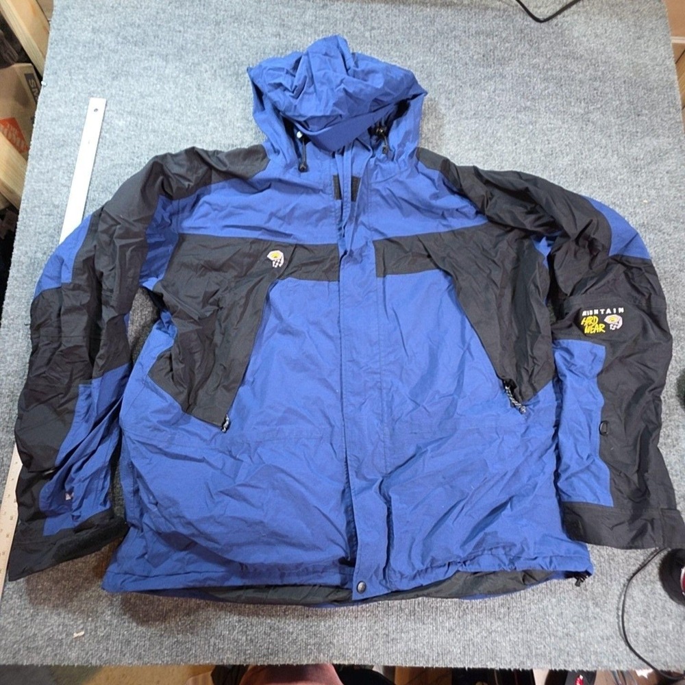 Mountain Hardwear Jacket Mens 2XL Blue Ski Hooded Full Zip Nylon Hiking Outdoor